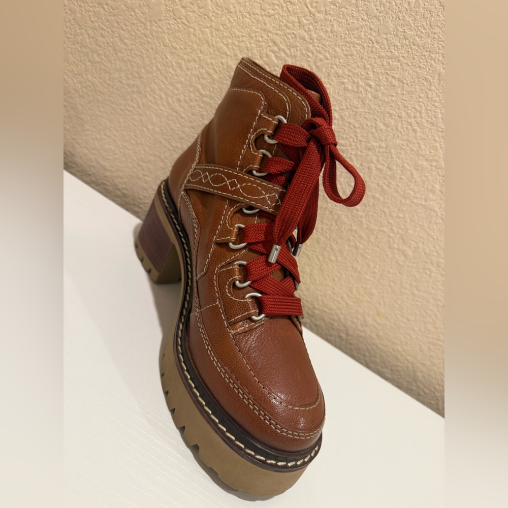 Free People Jasper Hiker Ankle Boots Women's utility Vintage Tan Leather 6,5 - Picture 10 of 13